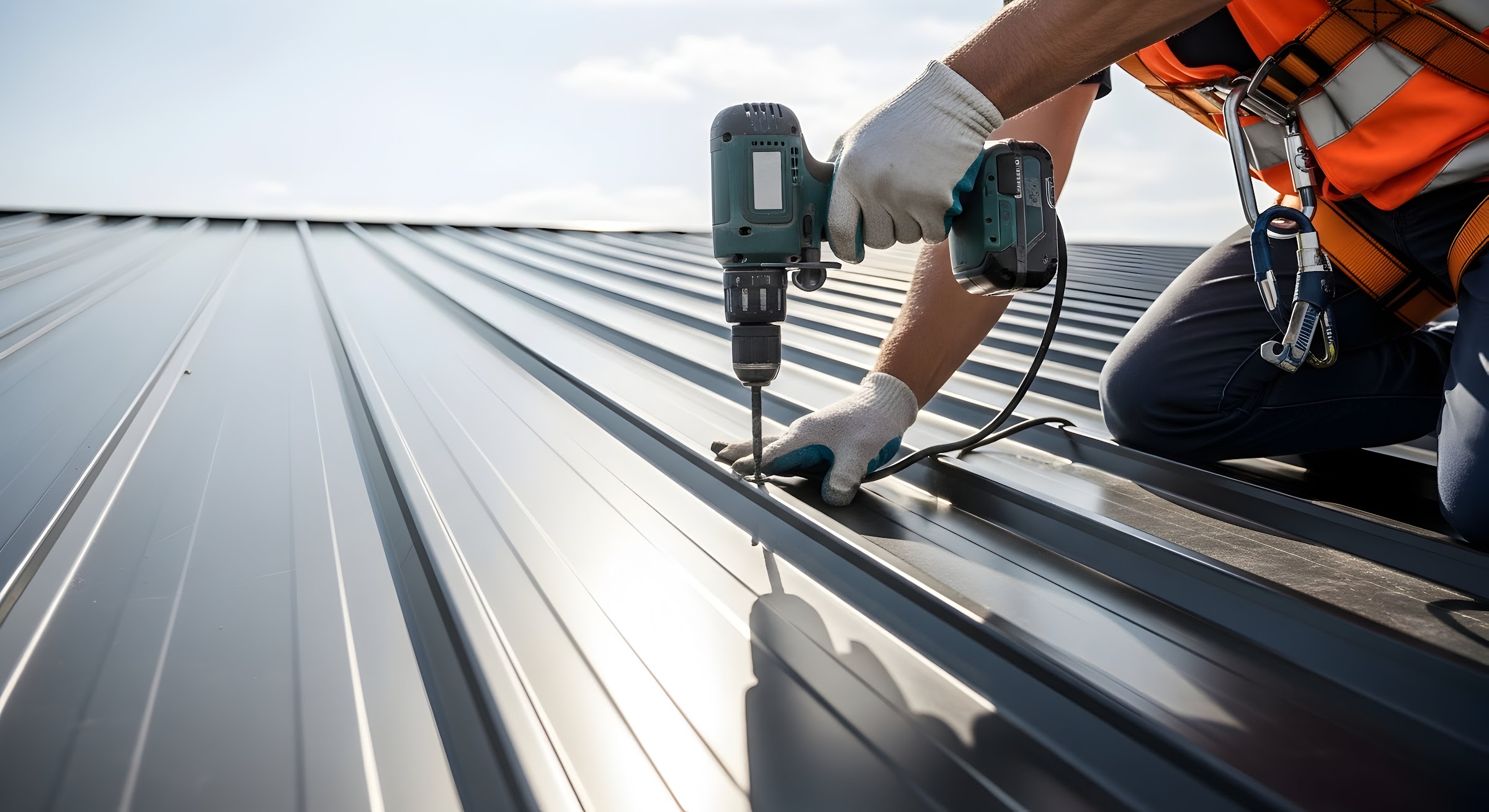 A-1 crew installing metal roof panels