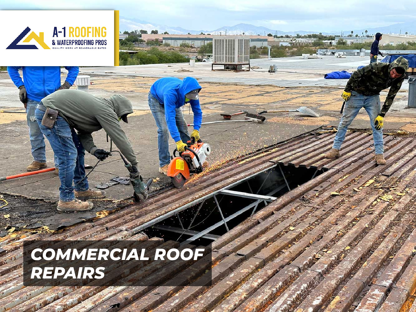 Commercial roof tear-off crew
